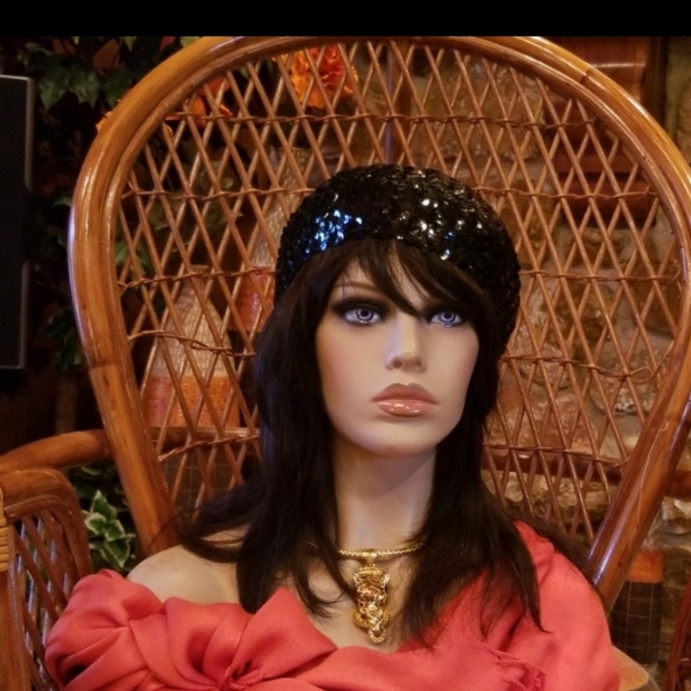 Black Sequined Tam O Shanter (aka Tam  Hat)